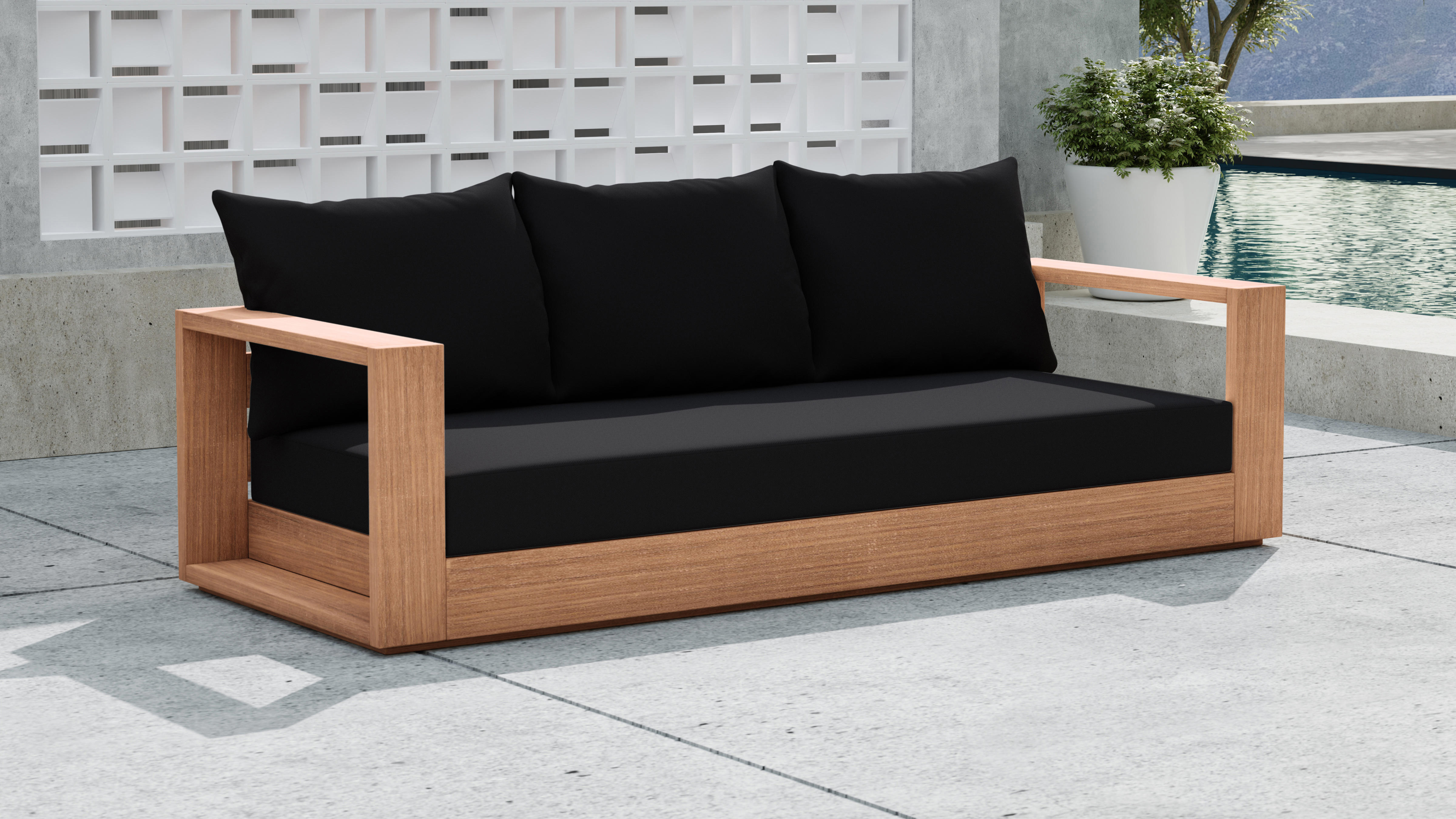 Tulum Collection Outdoor Sofa Meridian Furniture 353BLACK-S | Tanguay