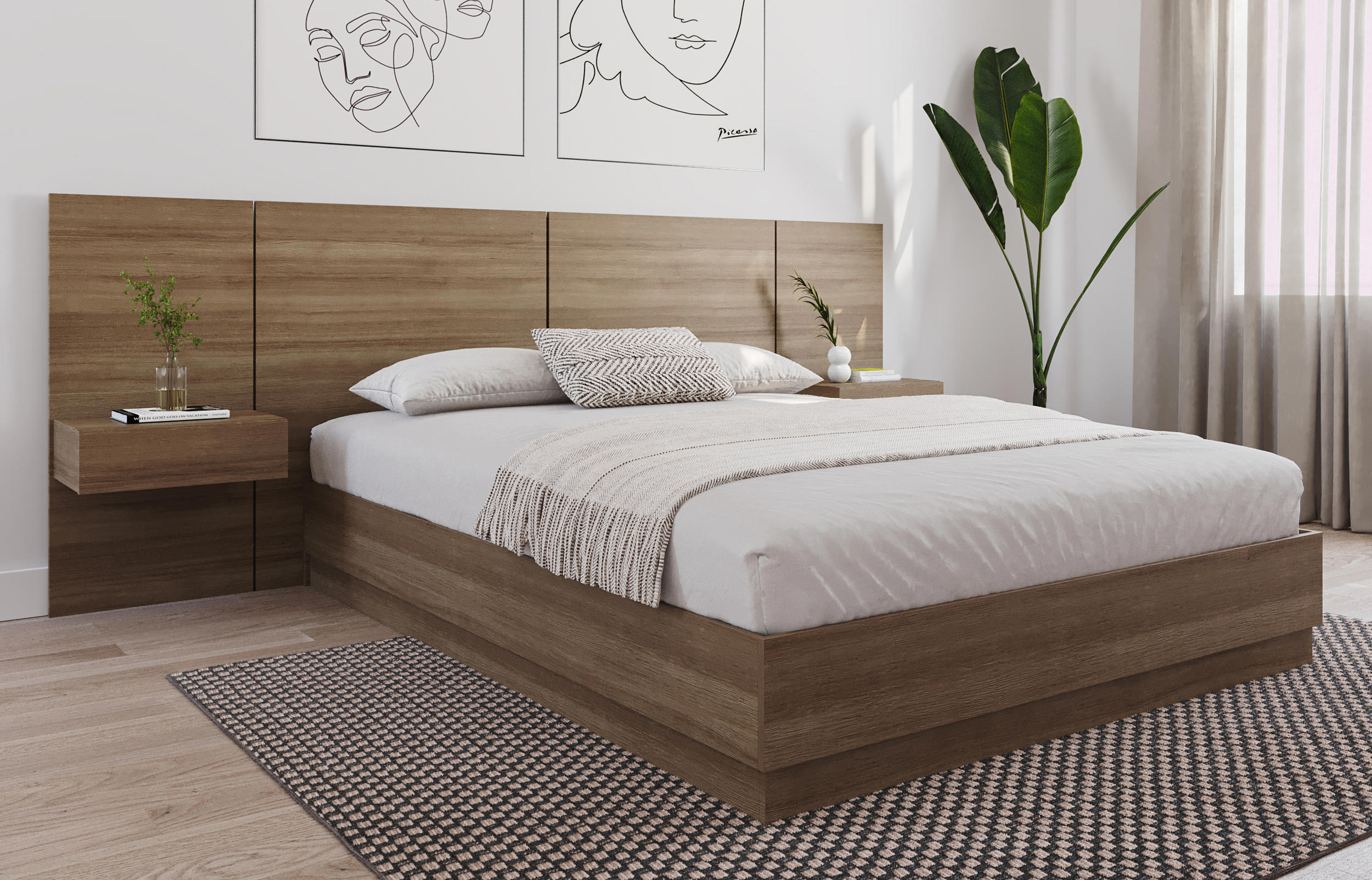 Extension Panels with Integrated Nightstand for Milano Bed Nexera