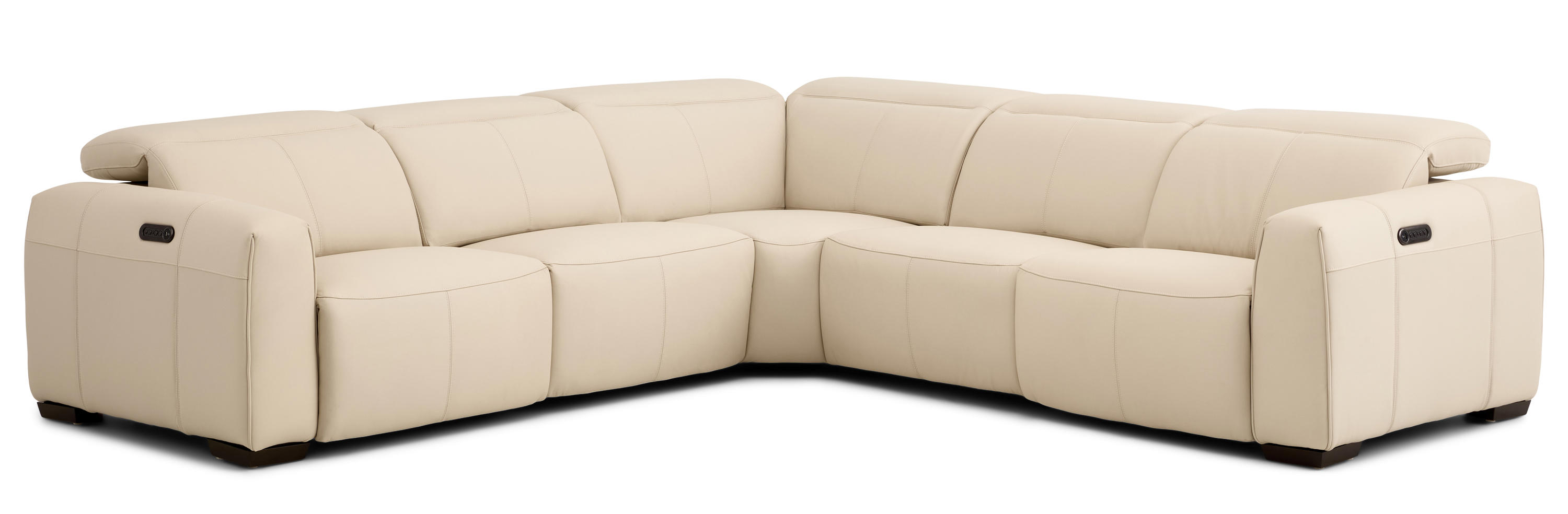Power Recline Leather Sectional with Adjustable Headrests