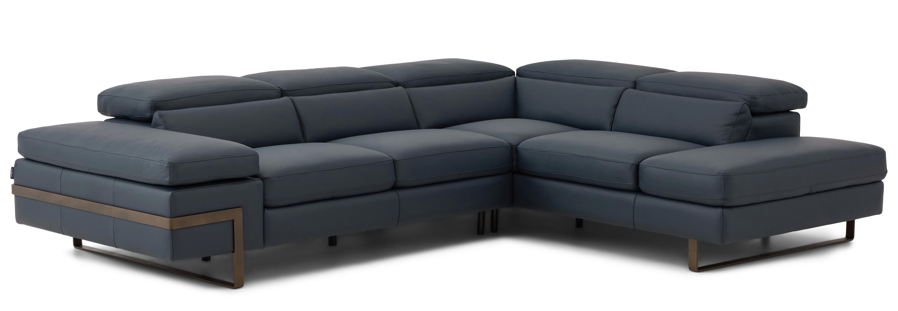 ◆Chubasco◆ MEDINA CM3003 DARK BROWN Best Genuine Leather Sectional with Adjustable Headrests