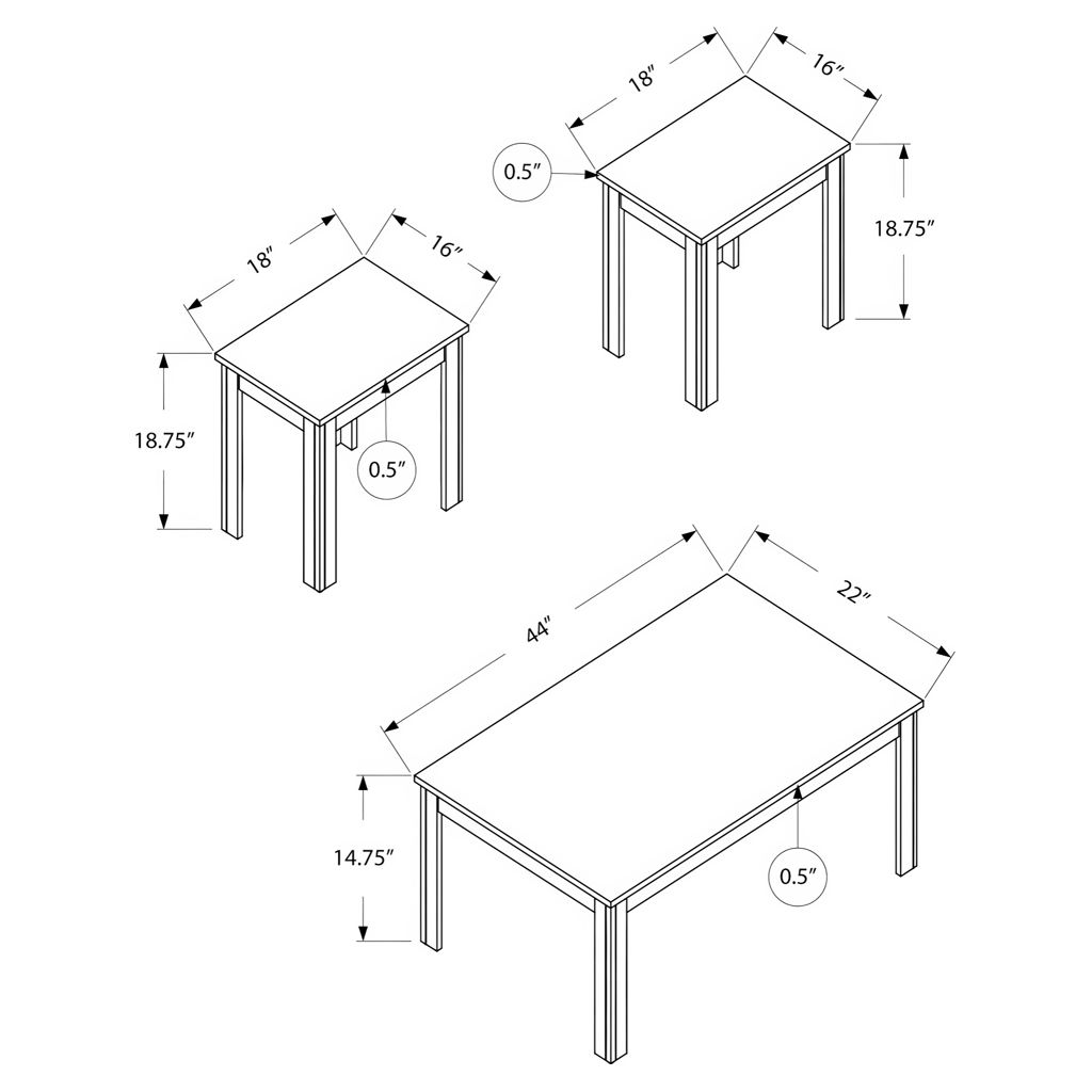 Ensemble de 3 tables de salon