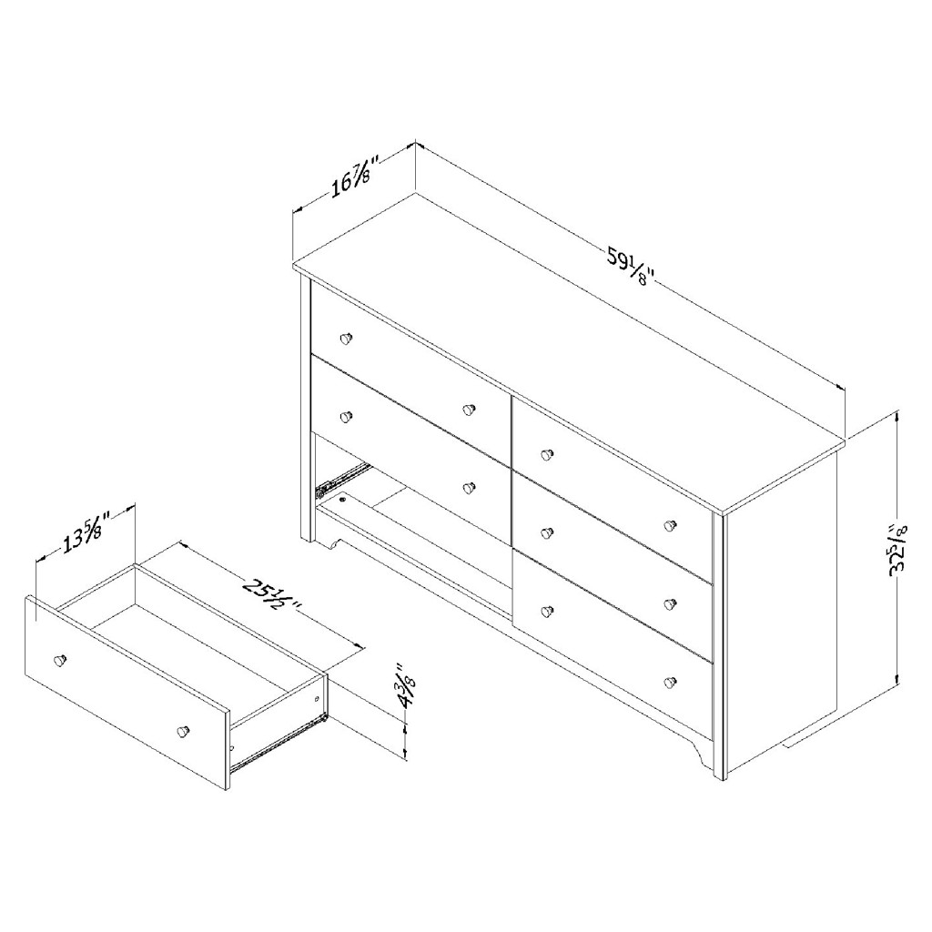 Double chest of drawers - 6 drawers