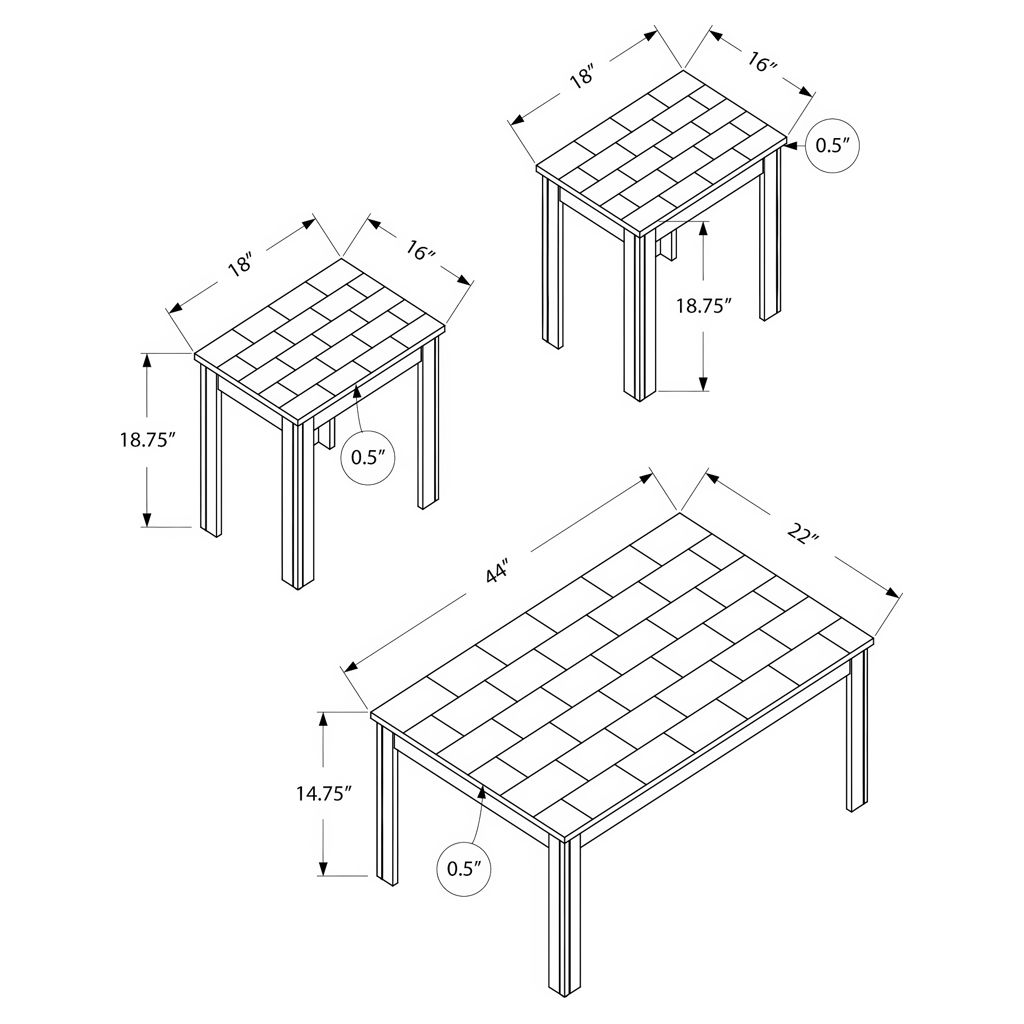 Ensemble de 3 tables de salon