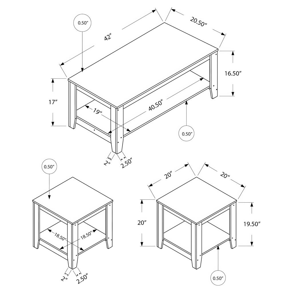 Ensemble de 3 tables de salon