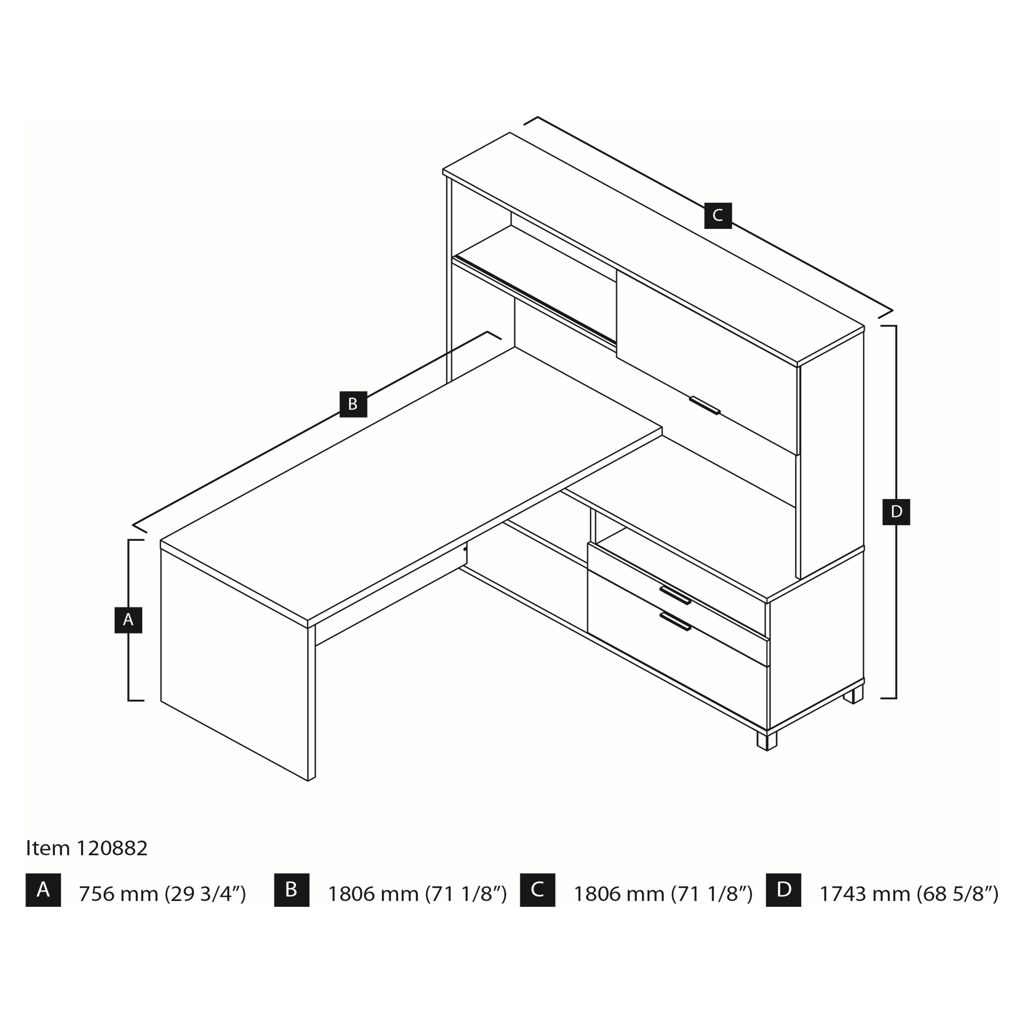 Bureau en L avec huche