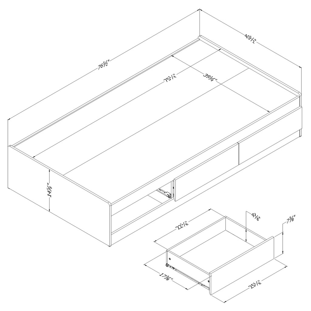 Vito Mates Platform Storage Bed with 3 Drawers