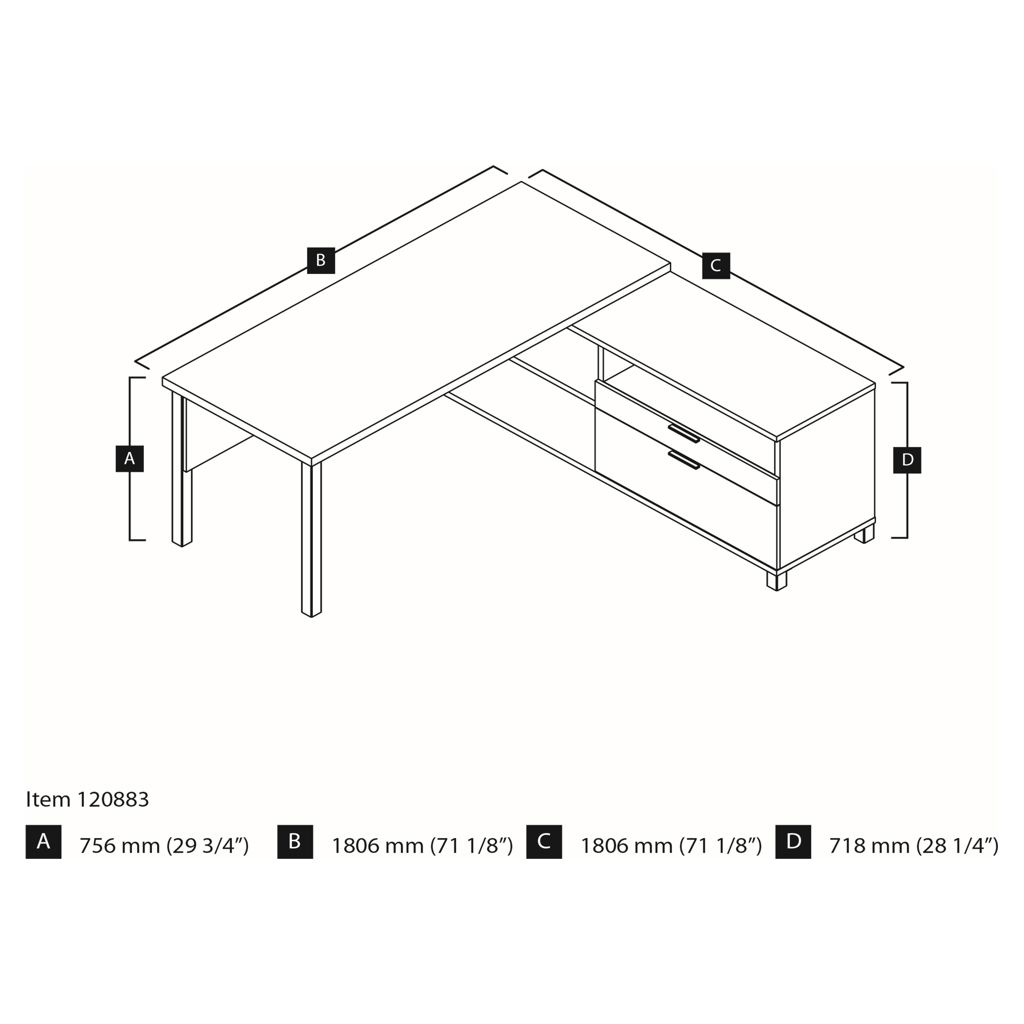 Bureau de travail en L