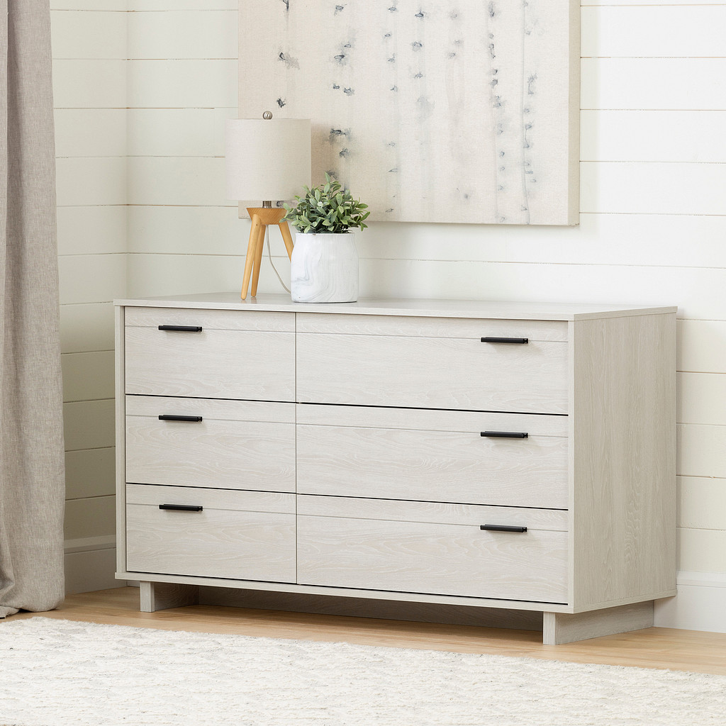 Double dresser with 6 drawers