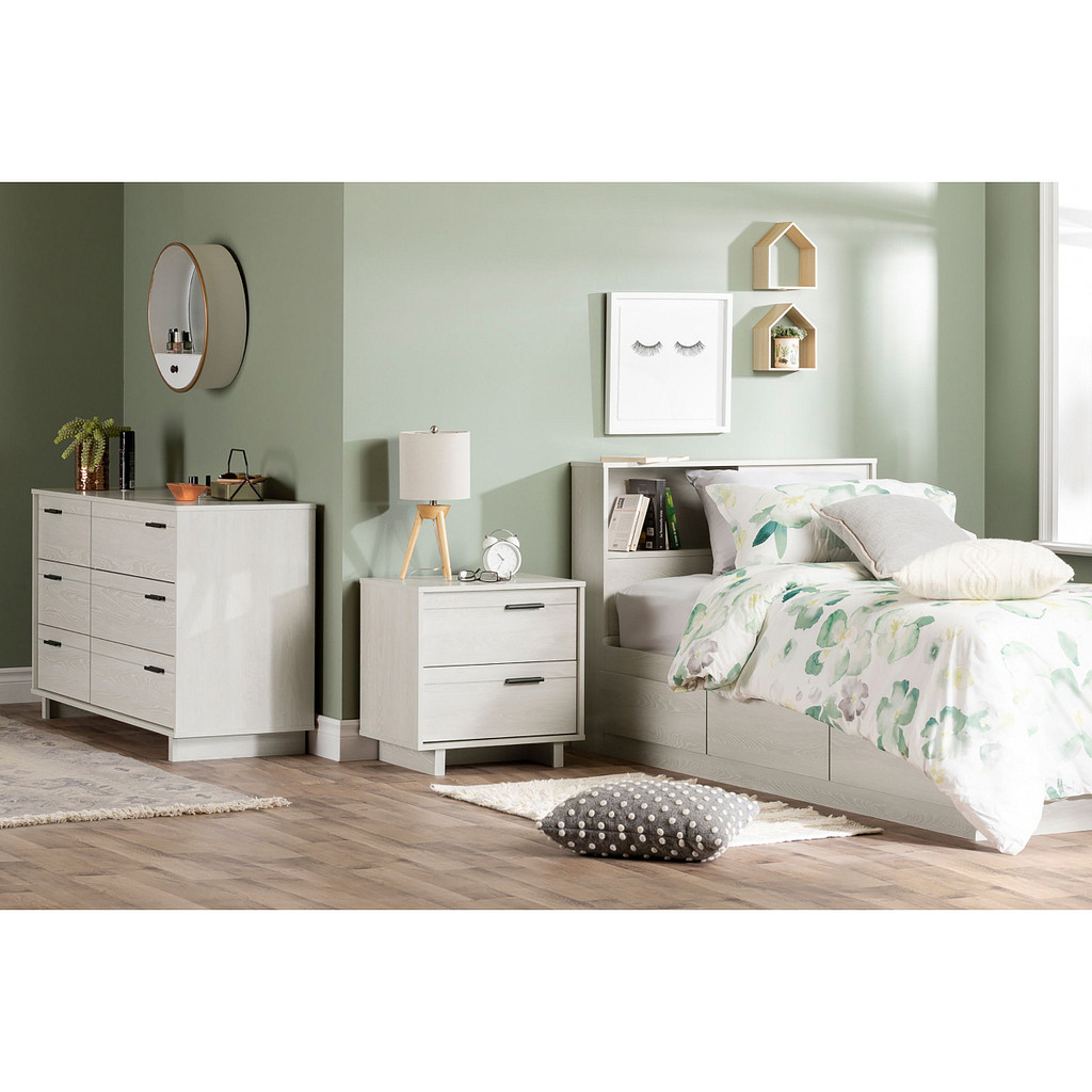 Double dresser with 6 drawers