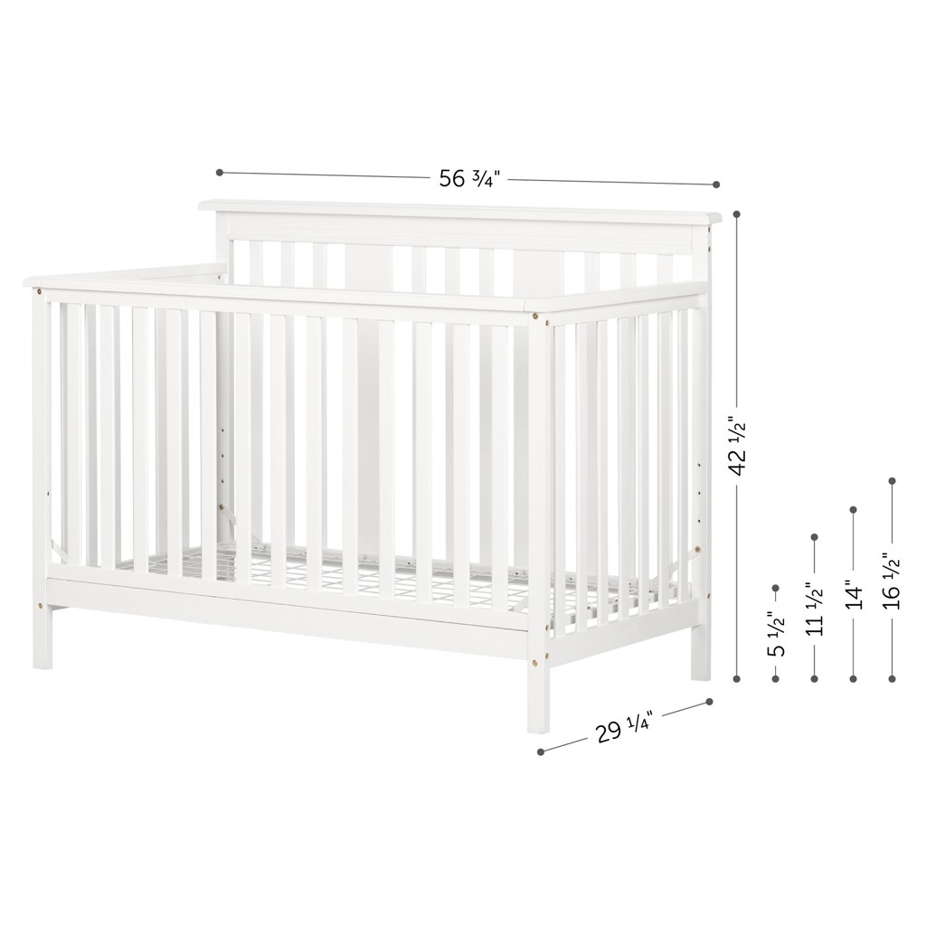 Cotton Candy Baby Crib 4 Heights with Toddler Rail