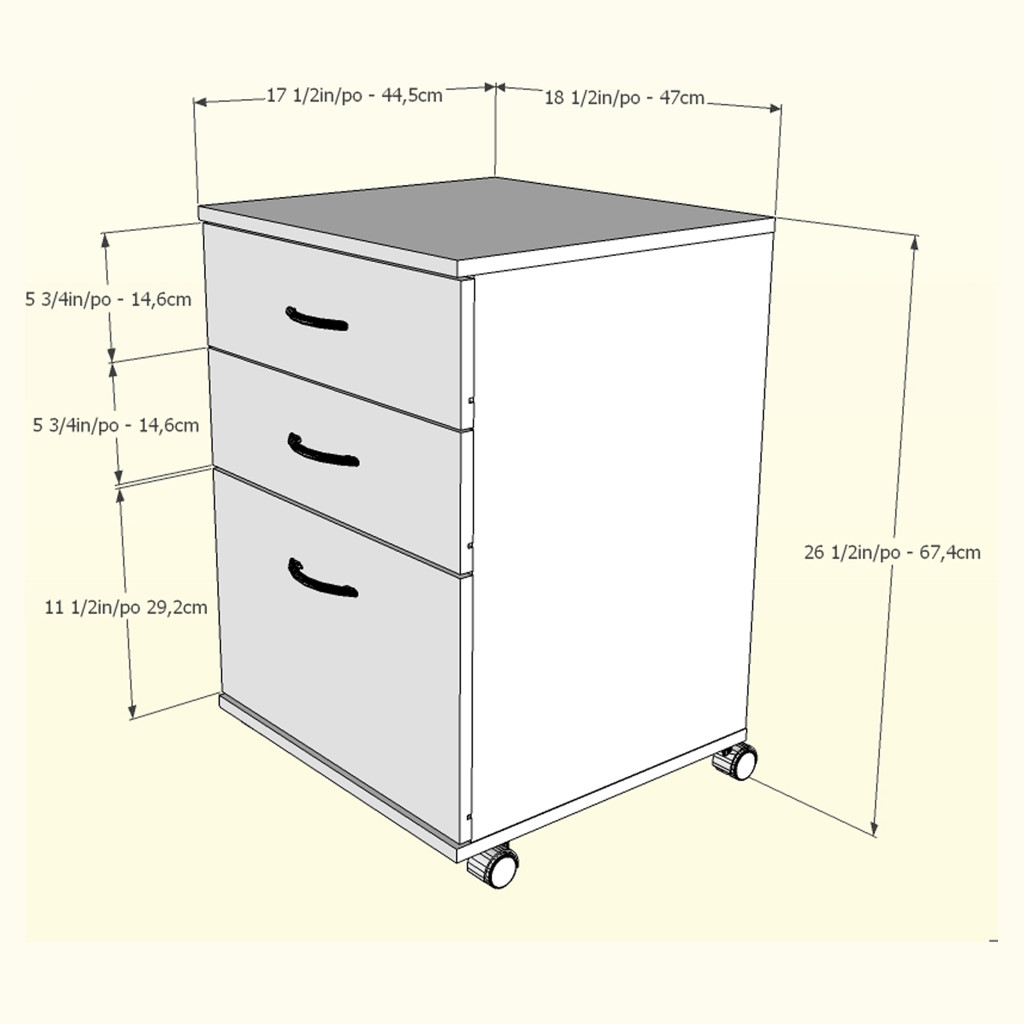 3-Drawer Mobile Filing Cabinet