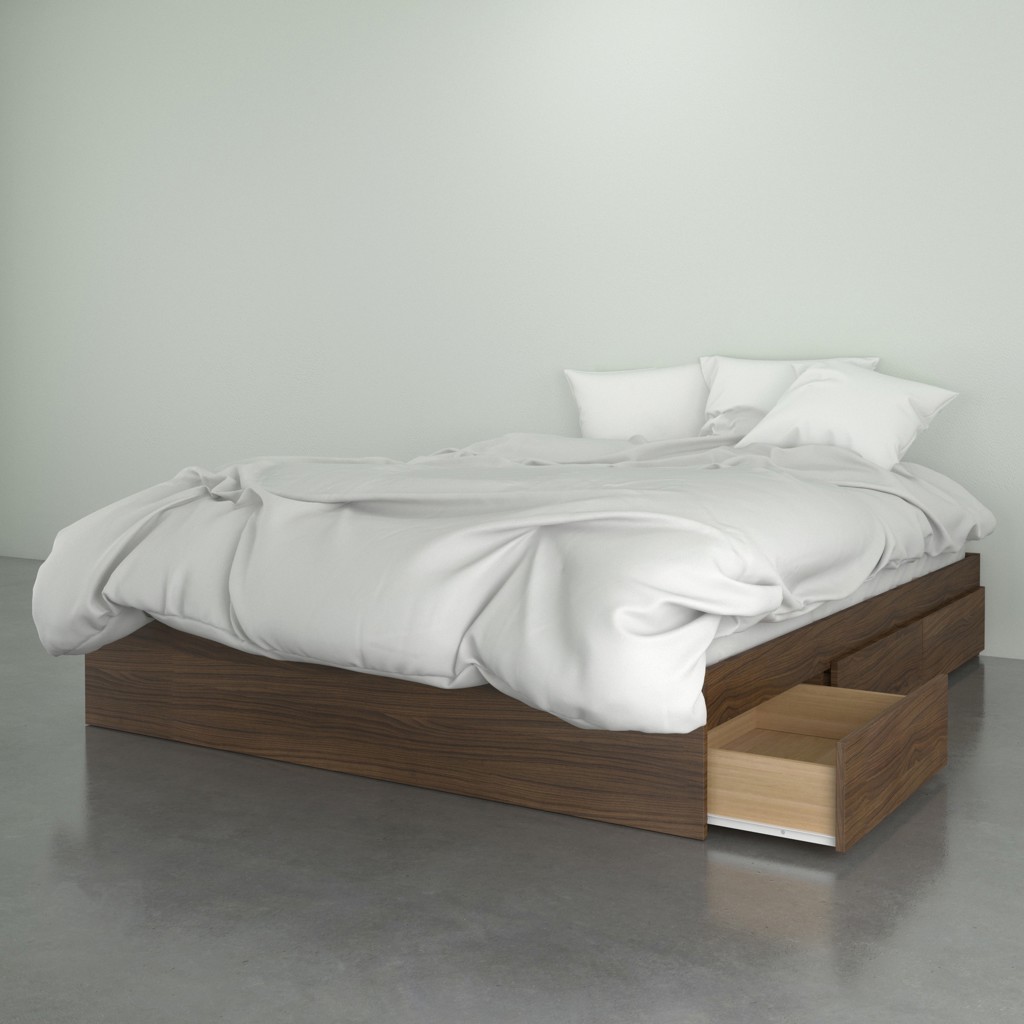 Platform Bed With Drawers (Queen)