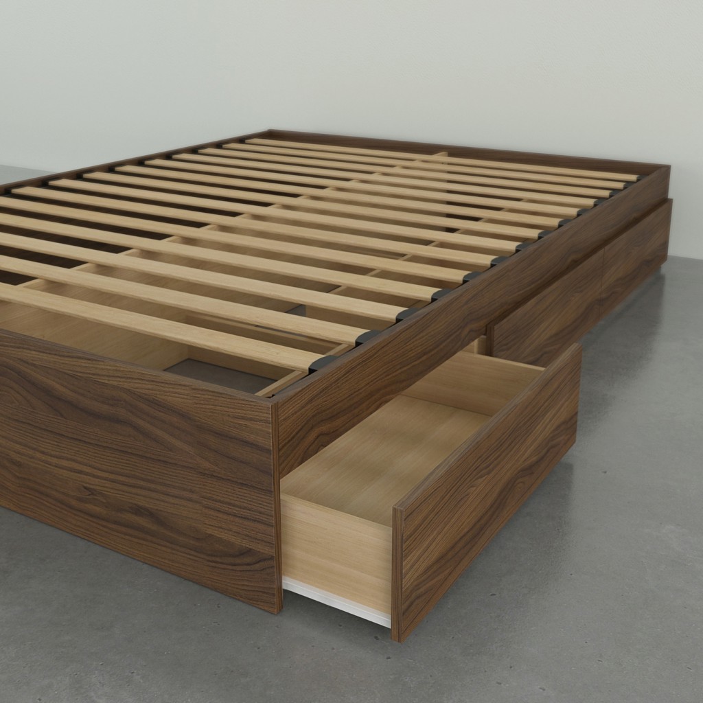 Platform Bed With Drawers (Queen)