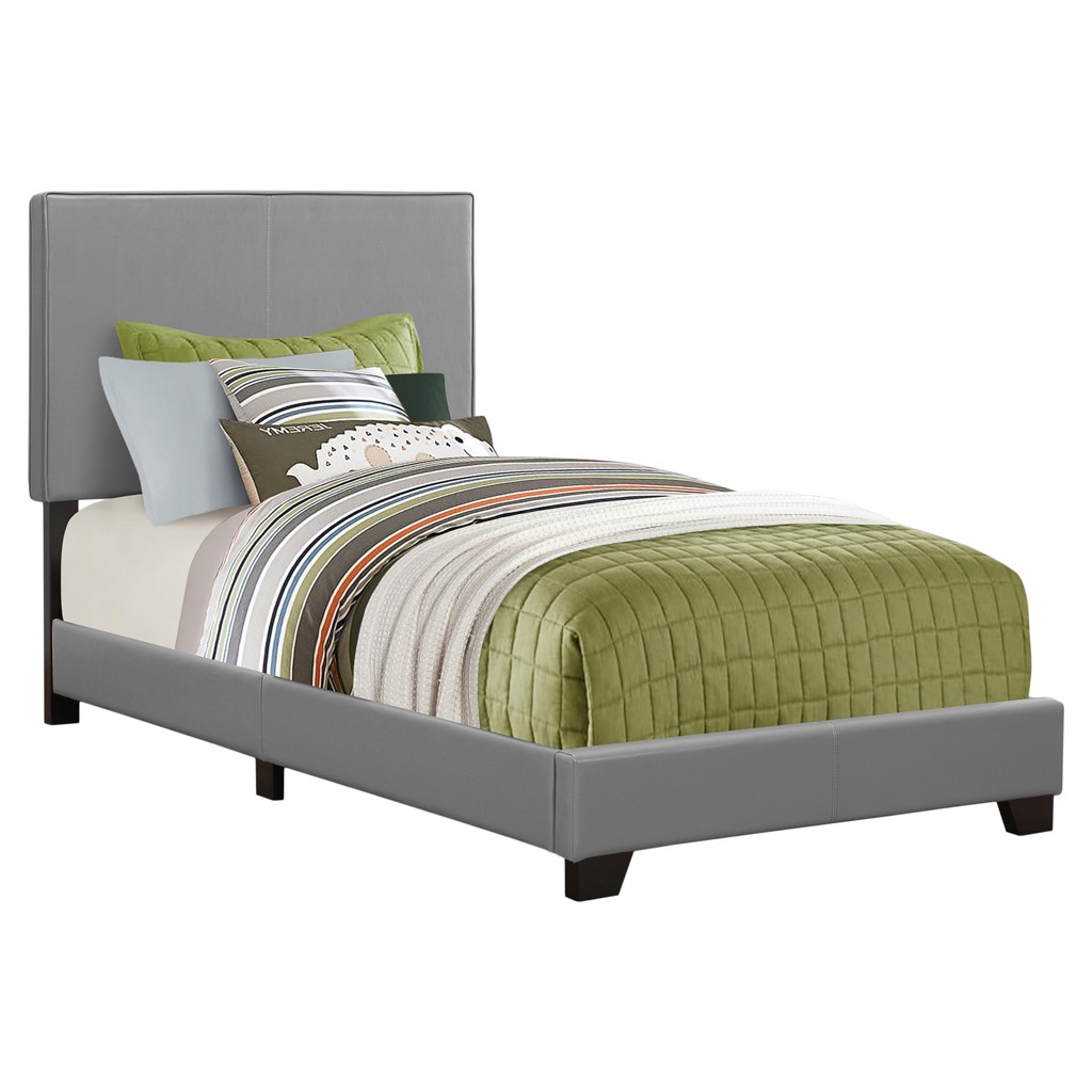 591 Collection Grey Leather-look Upholstered Bed (Twin/Single)