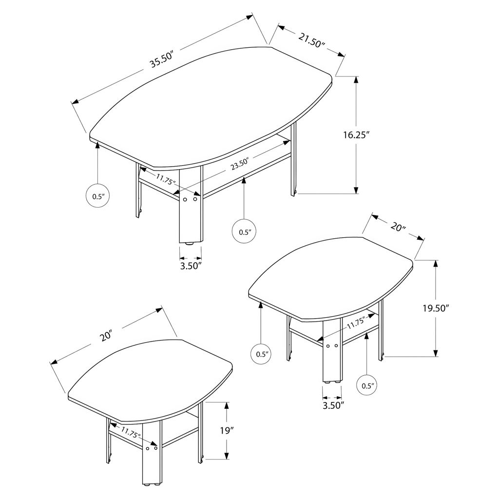 Ensemble de 3 tables de salon