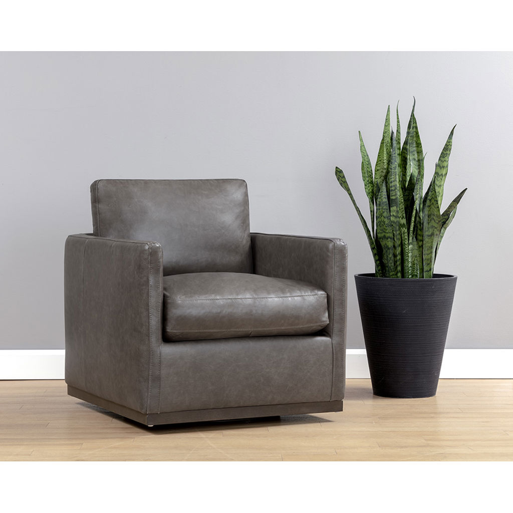 Fauteuil pivotant en cuir - Portman