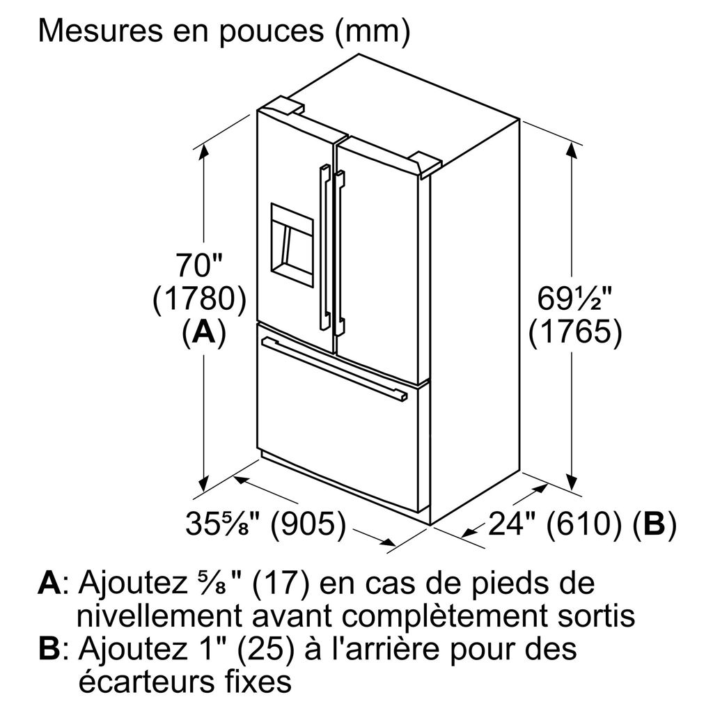 Réfrigérateur à double porte 20.8 pi3