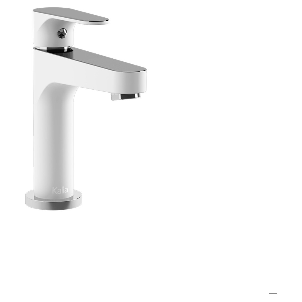Kontour single hole sink faucet with pressure drain and overflow - White and chrome