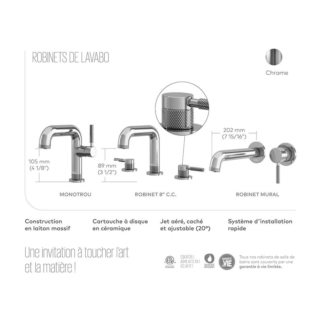 Preciso single hole sink faucet with pressure drain and overflow - Chrome