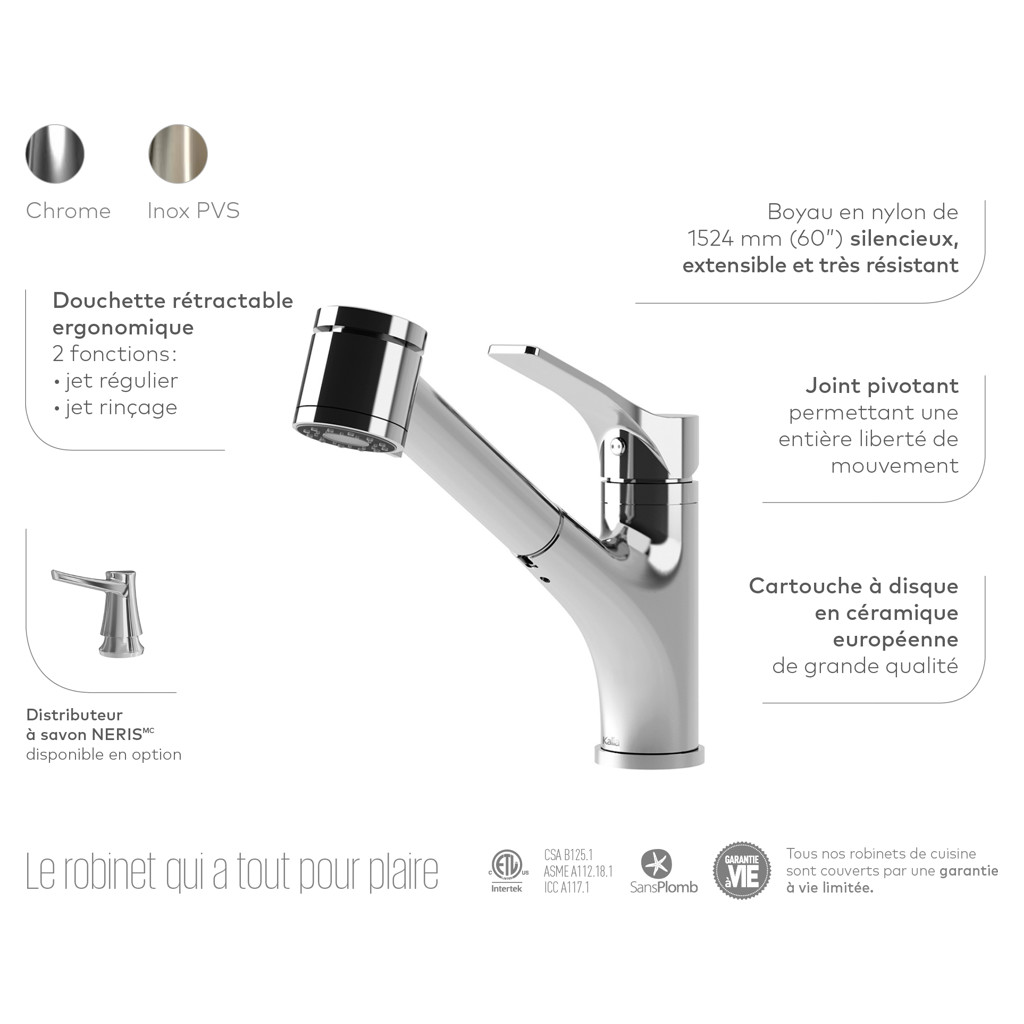 Deka single-control kitchen faucet - Stainless steel PVS