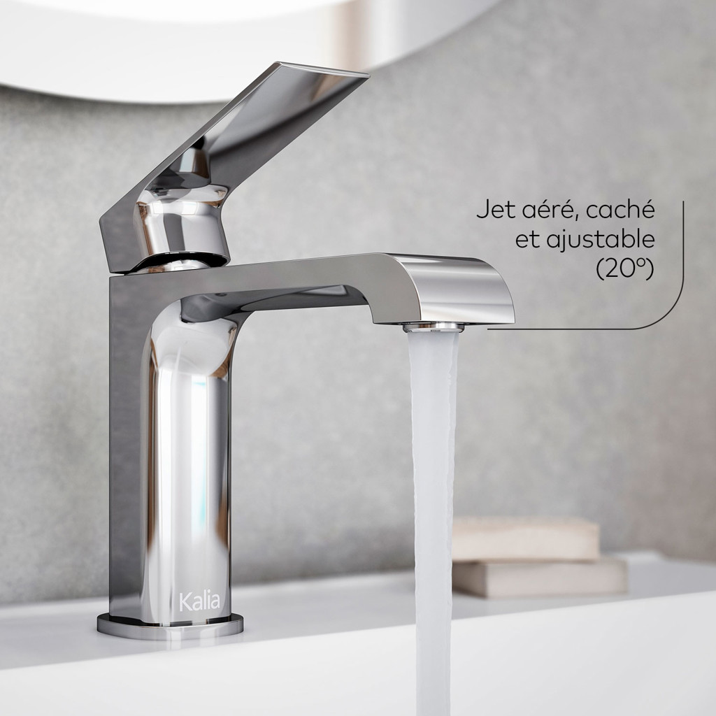 Sobrio single hole basin faucet with pressure drain and overflow - Chrome