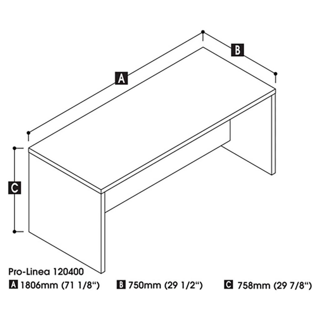 Desk without pedestal