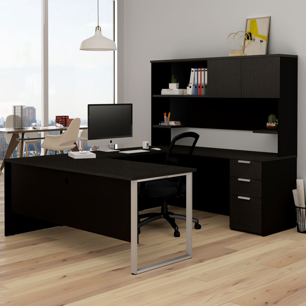 Bureau d'ordinateur exécutif/direction avec caisson et huche - Pro-Concept