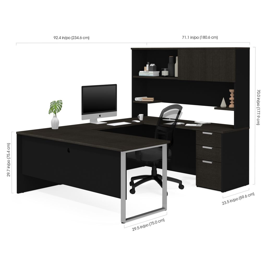 Bureau d'ordinateur exécutif/direction avec caisson et huche - Pro-Concept