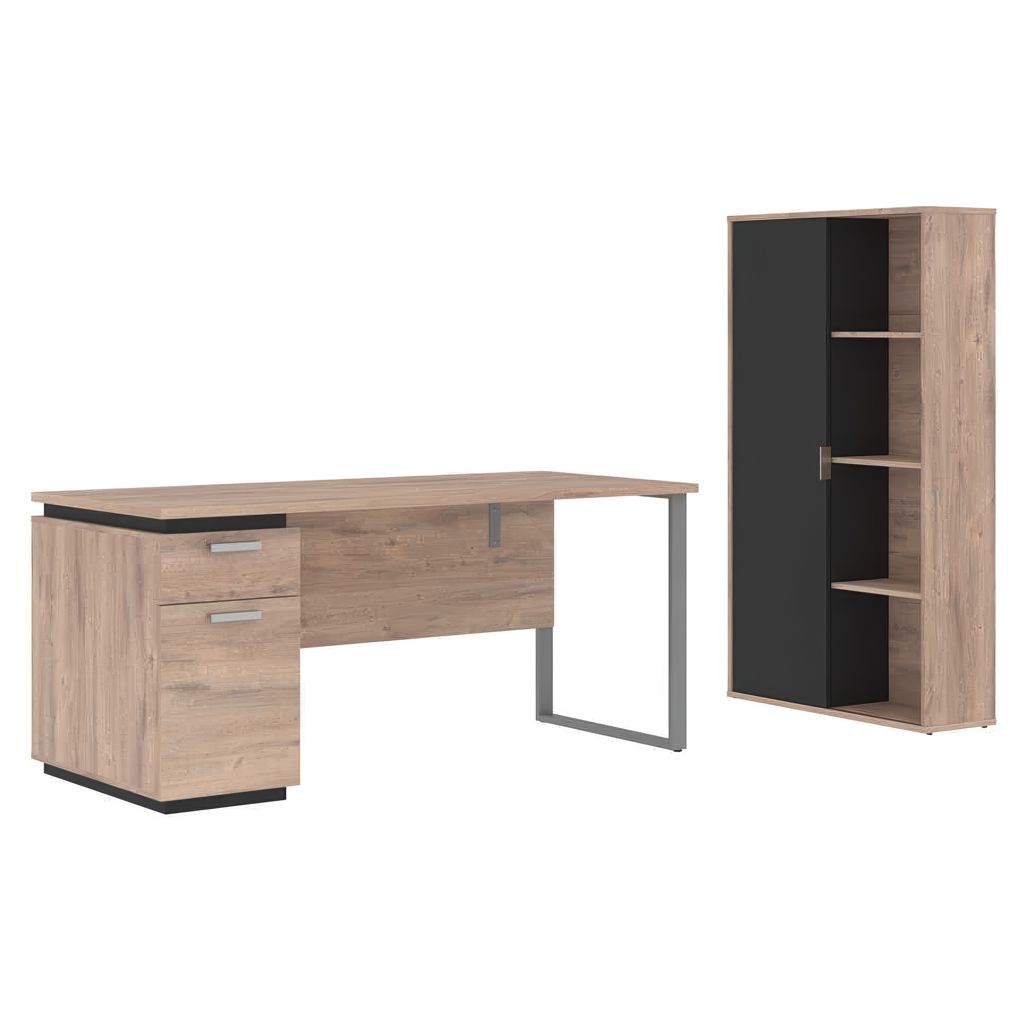 Ensemble bureau avec caisson et unité de rangement 8 cubes - Aquarius