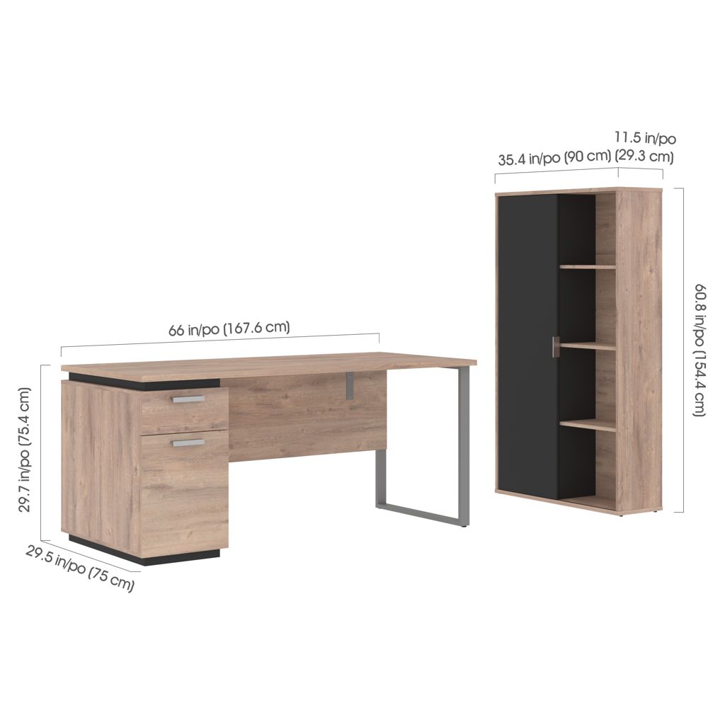 Ensemble bureau avec caisson et unité de rangement 8 cubes - Aquarius