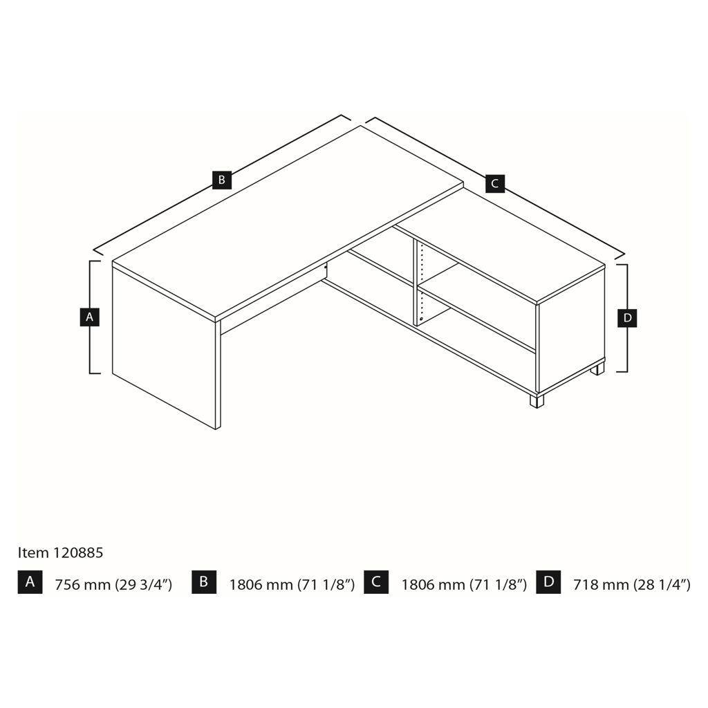 Bureau de travail en L - Gris Écorce et Blanc