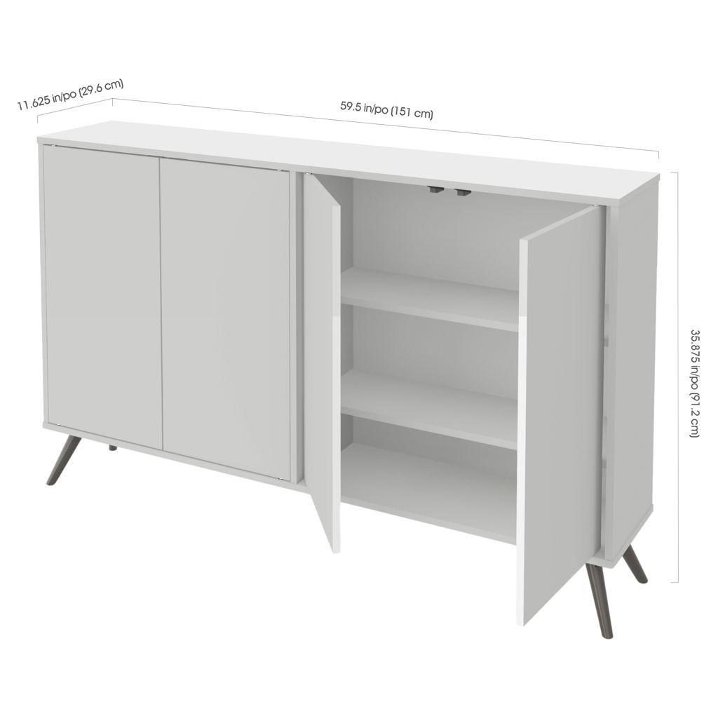 Krom Collection 60W Narrow Storage Cabinet with Metal Legs