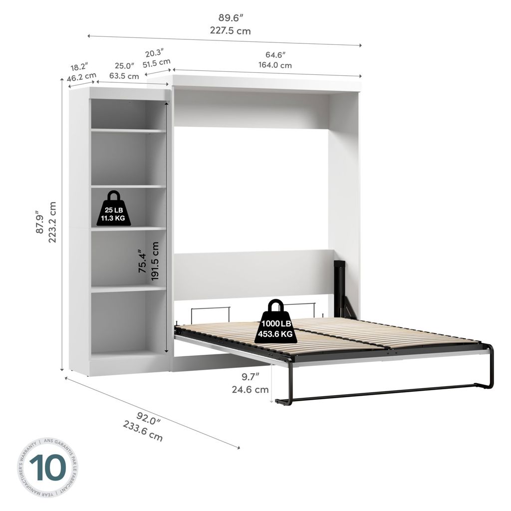 Pur Murphy Bed (Queen) with Storage Unit Bestar 26888-17 | Tanguay