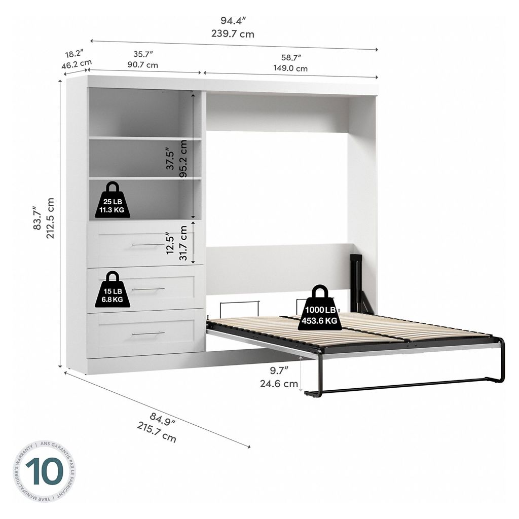 Ensemble cabinet de lit Double, unité de rangement