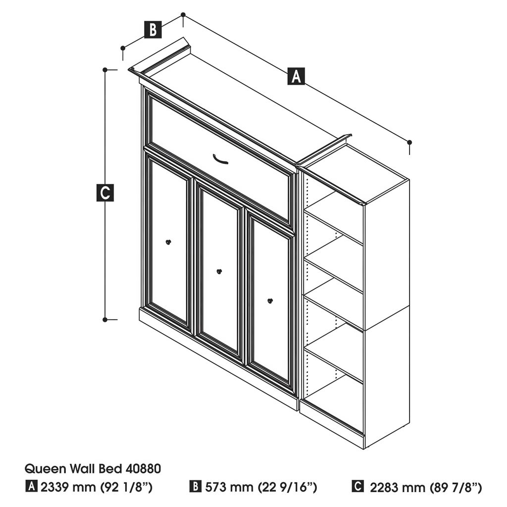 Lit escamotable Versatile - Grand et une unité de rangement