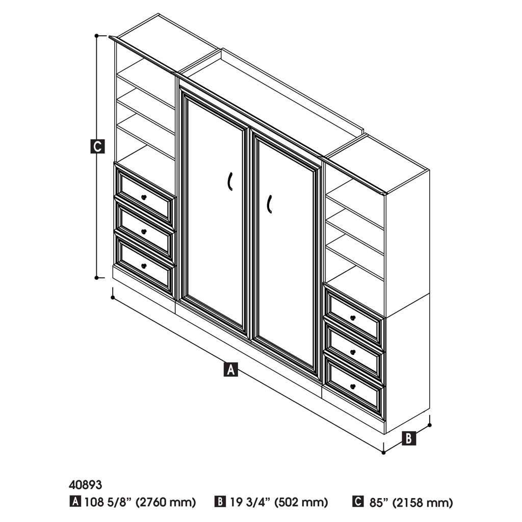 Lit escamotable Versatile - Double et deux unités de rangement