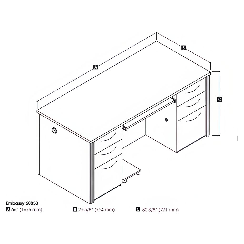 Bureau de direction avec deux caissons