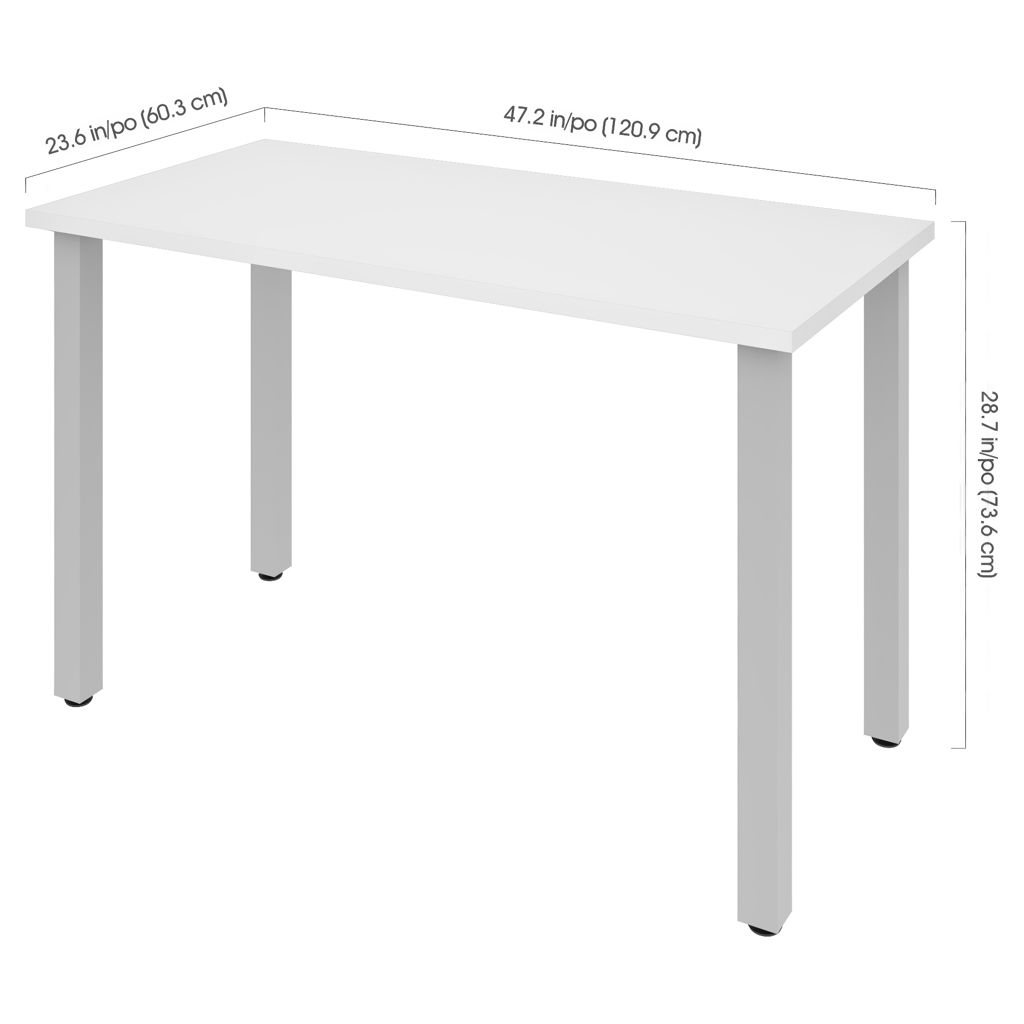 Table de bureau 24 x 48 po avec pattes de métal carrées