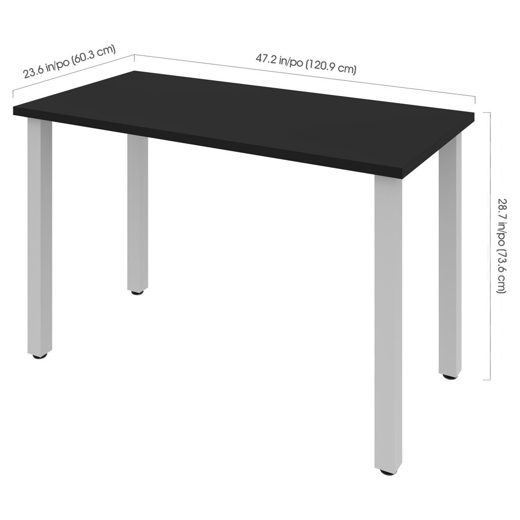 Table de bureau 24 x 48 po avec pattes de métal carrées