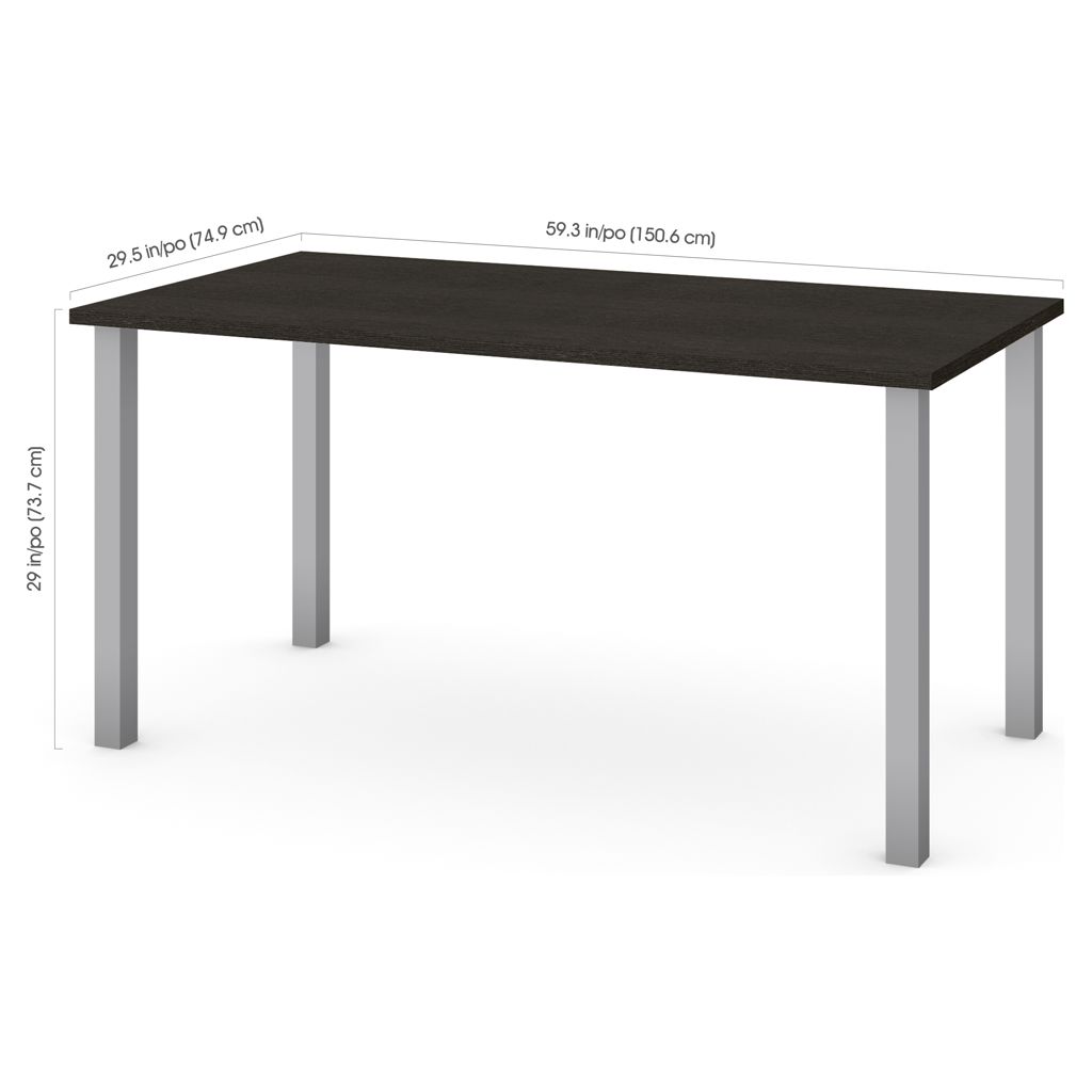 Table de bureau 30 x 60 po avec pattes de métal carrées