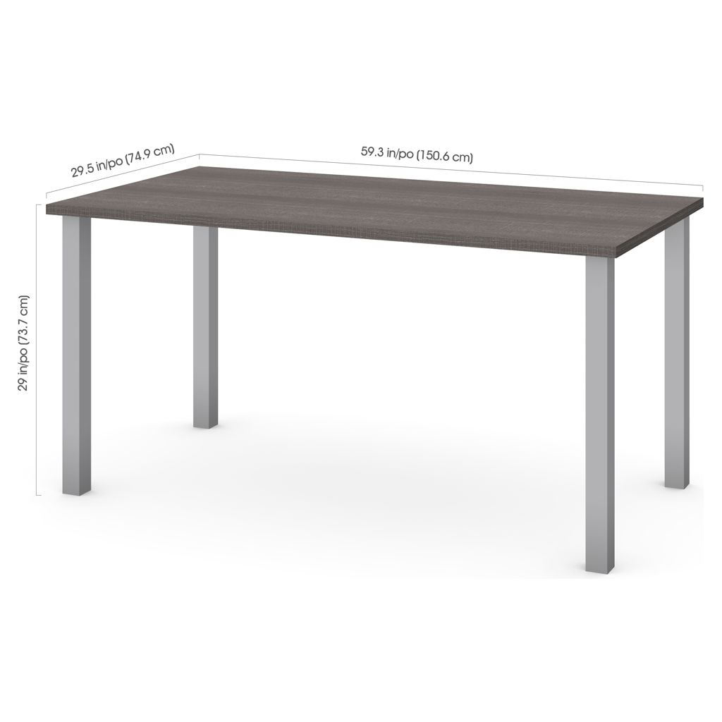 Table de bureau 30 x 60 po avec pattes de métal carrées