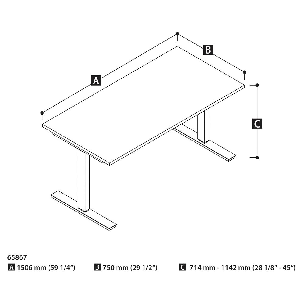 Bureau assis-debout 30 x 60 po