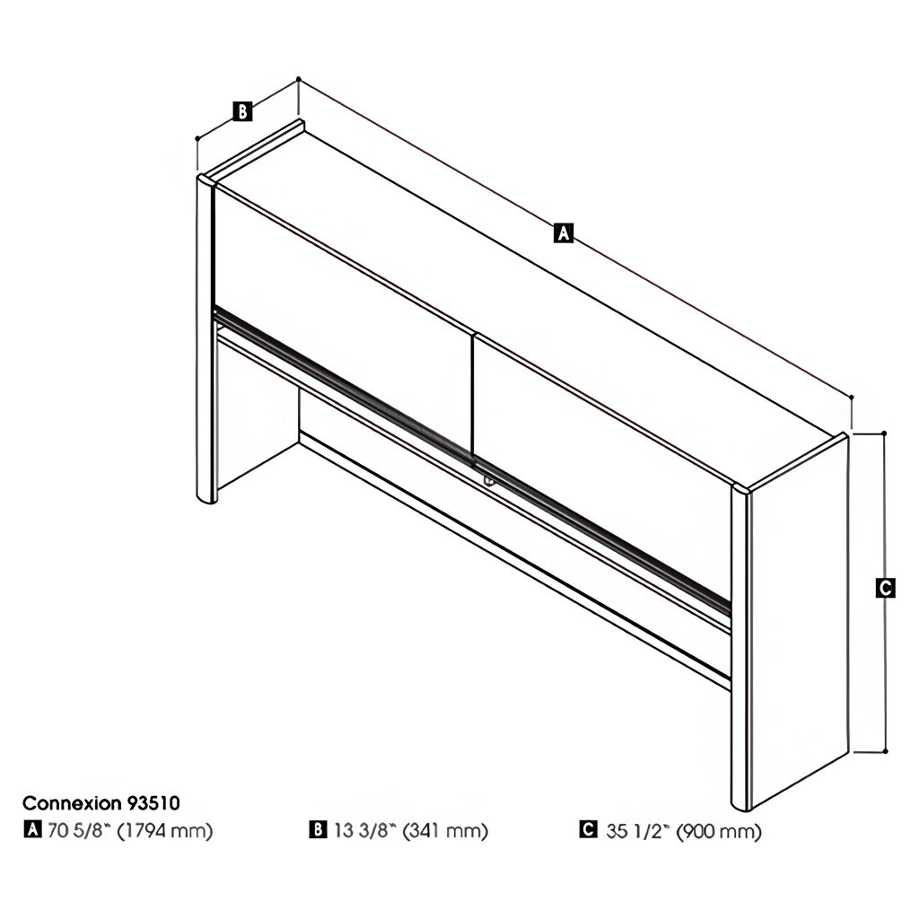 Huche pour bureau étroit sans caisson