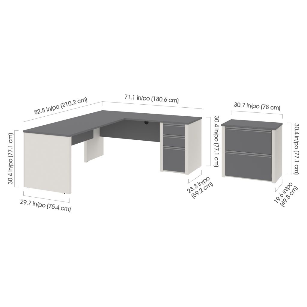 Ensemble de bureaux sectionnels avec classeur