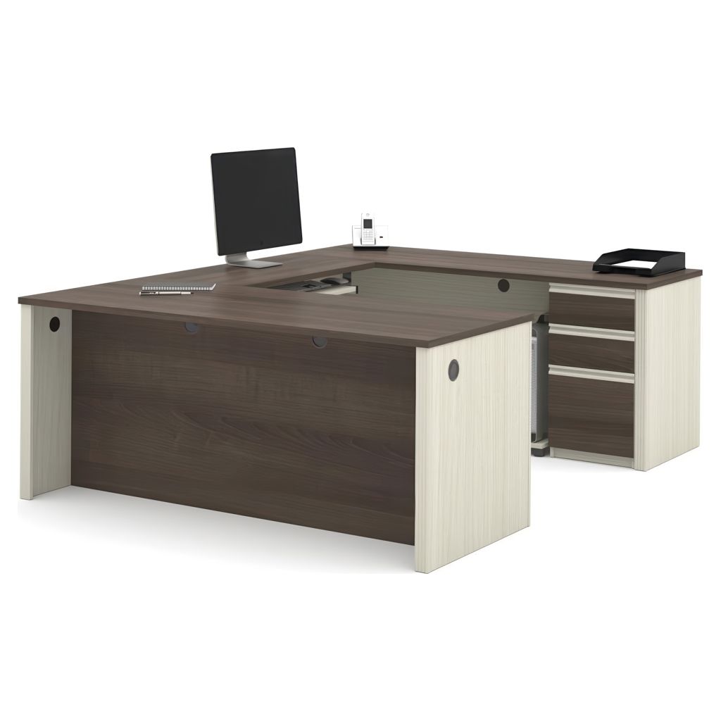 Bureau de direction en U avec caisson