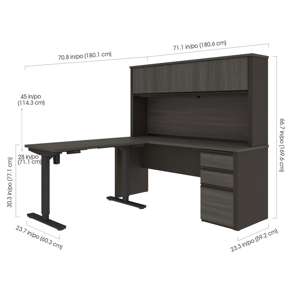 Ensemble bureau assis-debout et un bureau avec huche