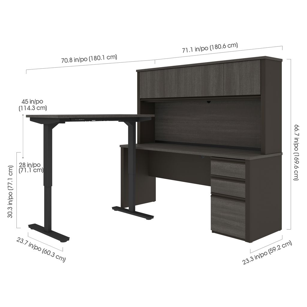 Ensemble bureau assis-debout et un bureau avec huche