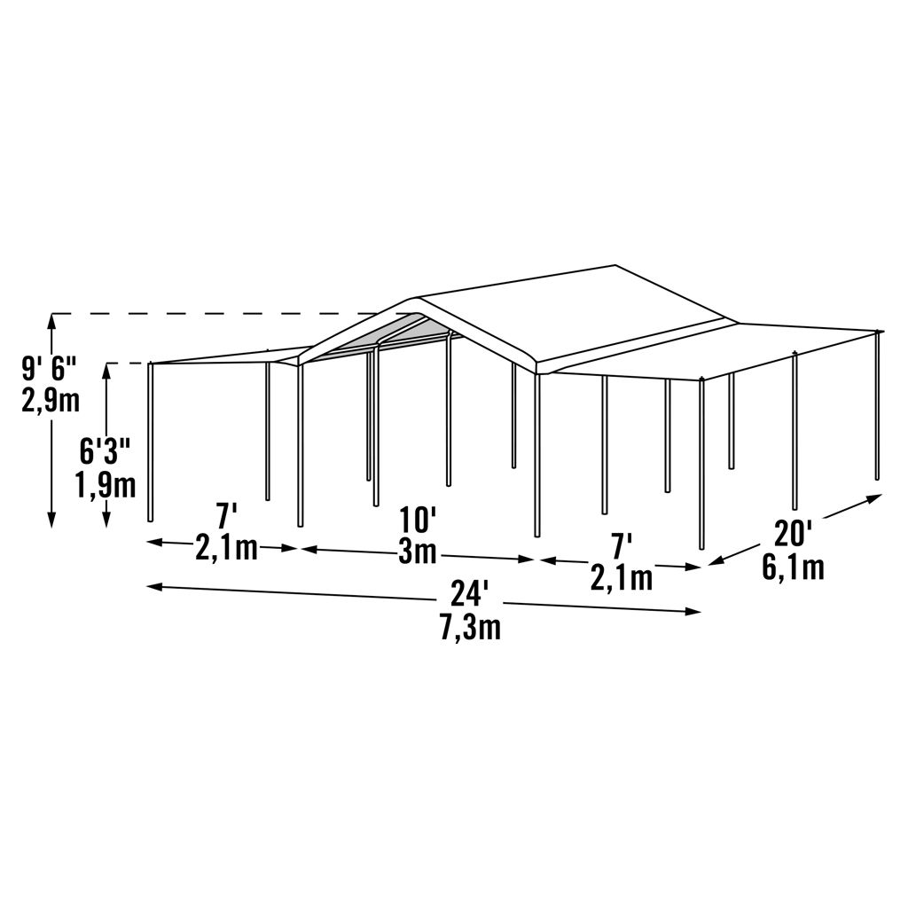 Abri d'auto 10 x 20 pi