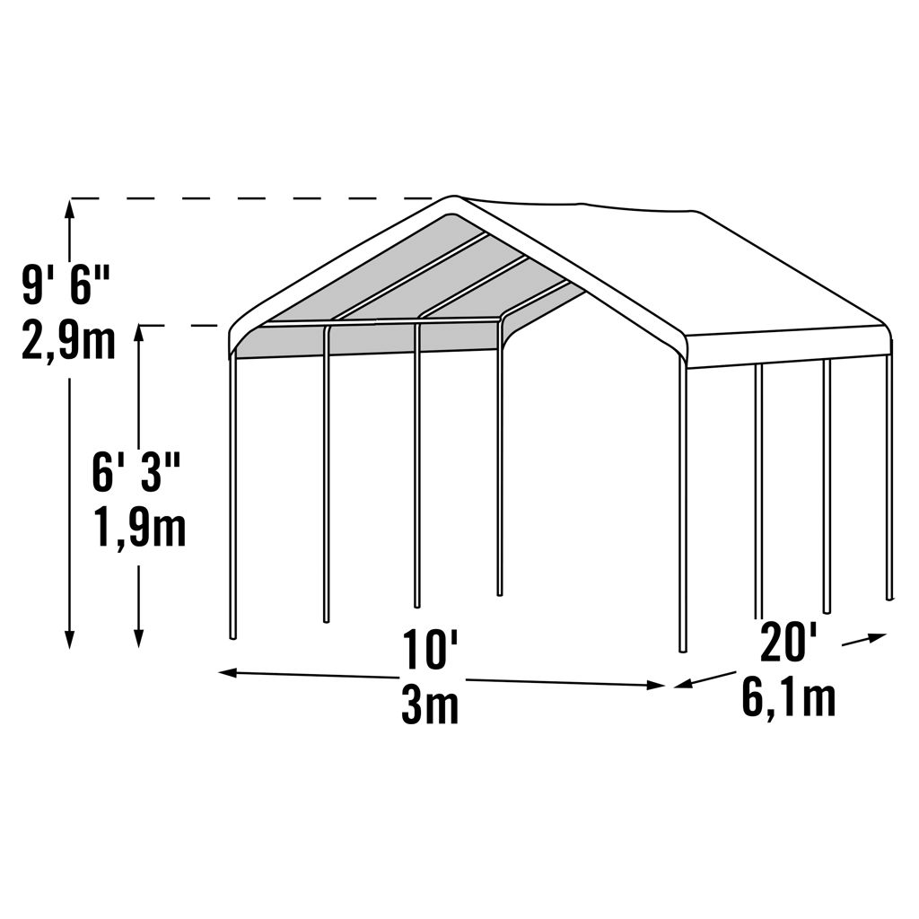 Abri utilitaire 10 x 20 pi