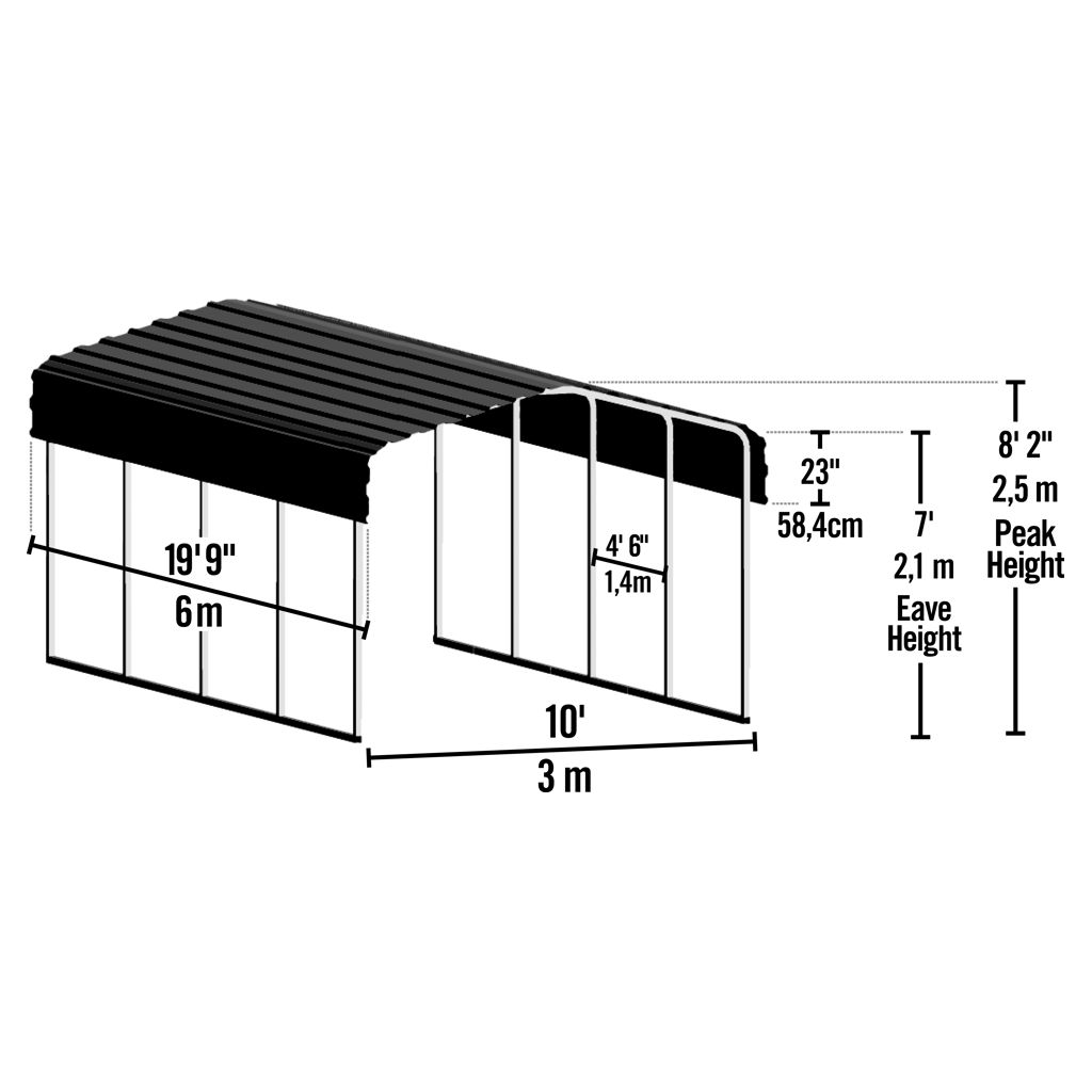 Abri d'auto 10 x 20 pi